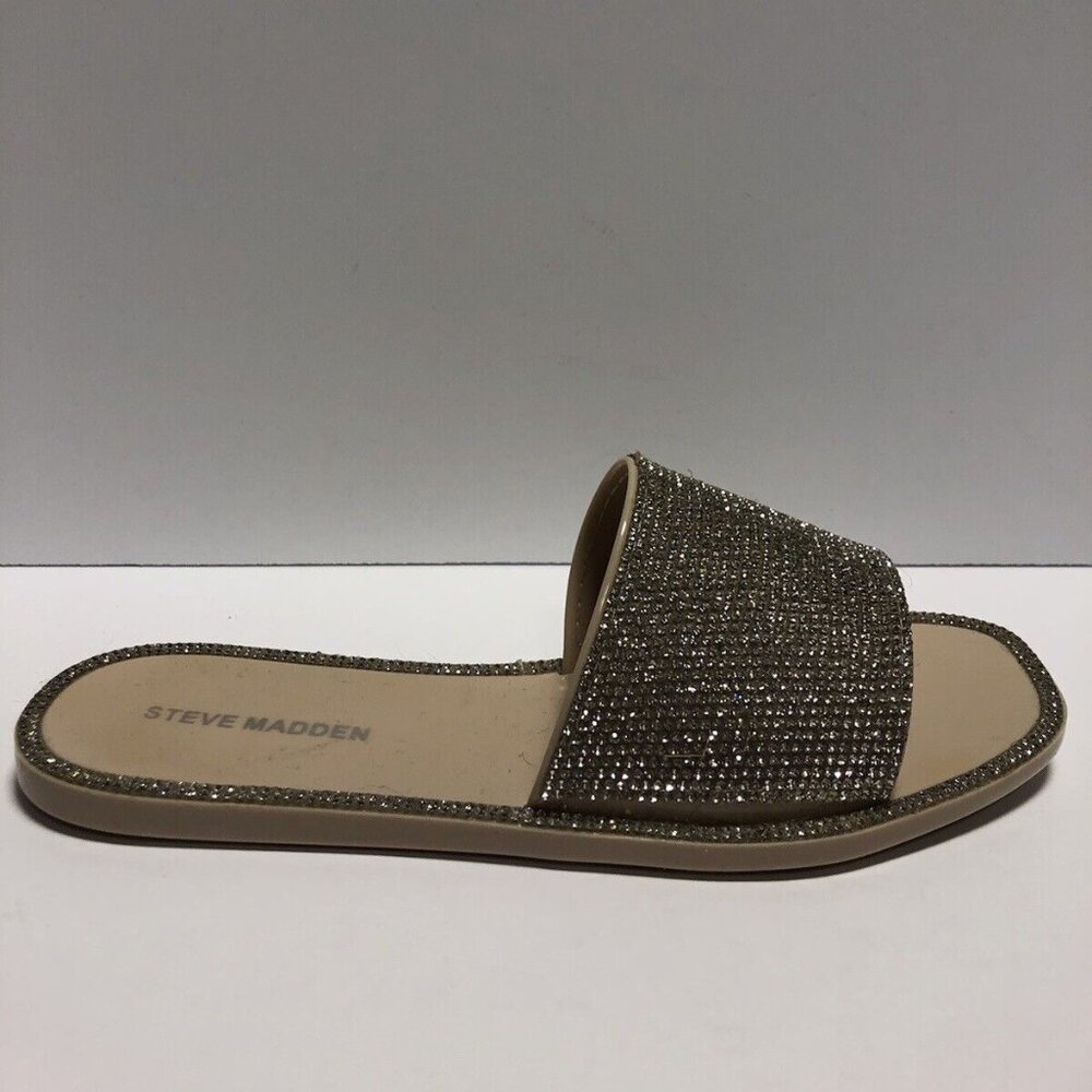 Steve Madden Gold Rhinestone Slide Sandals
